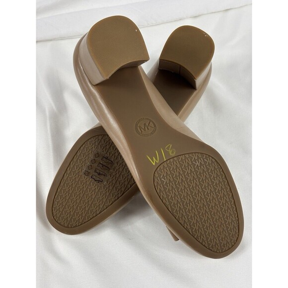 Michael Kors Heels Nude Tan 8.5 M Round Toe Block Heel Pumps Bow - Picture 9 of 11